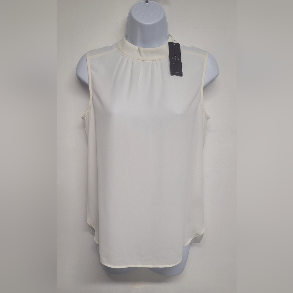 NYDJ Vanilla Sleeveless Top Gathered Neck New PXS